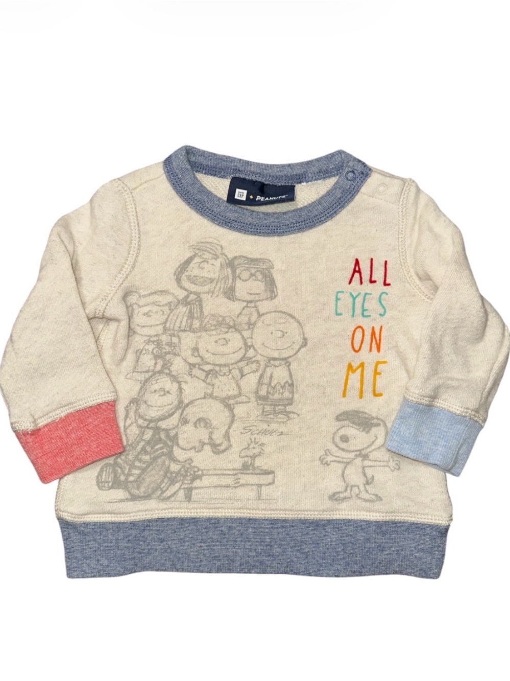 Baby Gap x Peanuts Graphic Colorblock Sweatshirt Snoopy Cream